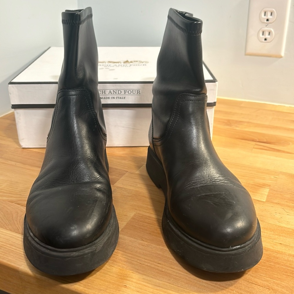 Black leather Coach and Four boots